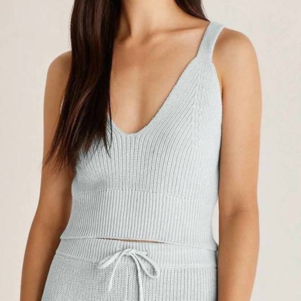 NEW Z SUPPLY Summer Sweater Cami Crop Tank Top Skylight Blue/Green - Picture 14 of 14